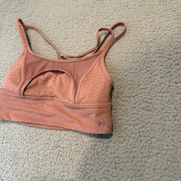 LULULEMON Nulu Mesh Support Yoga Bra Sz 6 Jewel Emboss Spiced Chai A/B Cup - Picture 3 of 10